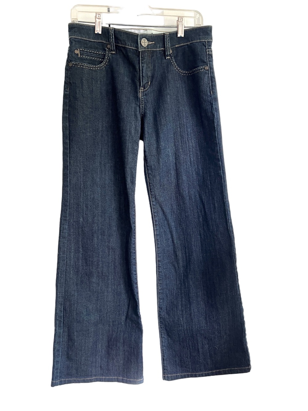 BCBG MAXAZRIA Y2K Low Mid Rise Dark Wash Flared Bell Bottom Jeans 29 30